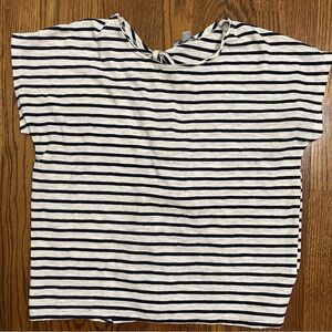 She & Sky Capped Short Sleeve White Navy Striped Shirt Tie Back Size Medium